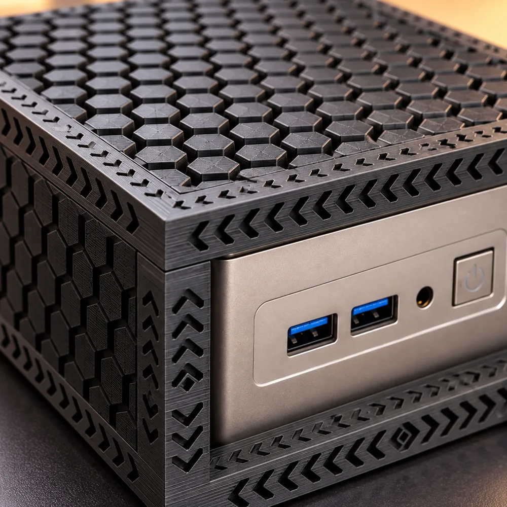 Close-up of printed honeycomb panels showing fine layer texture